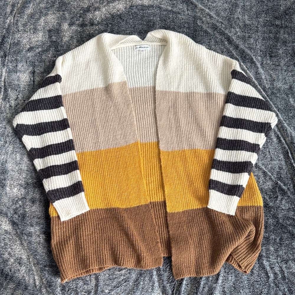 NWOT-MACARON Striped Multicolor Cardigan